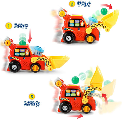VTech Pop-a-Balls Push & Pop Bulldozer Red | Interactive Push-Along Construction Toy with Balls, Lights & Sounds for Toddlers