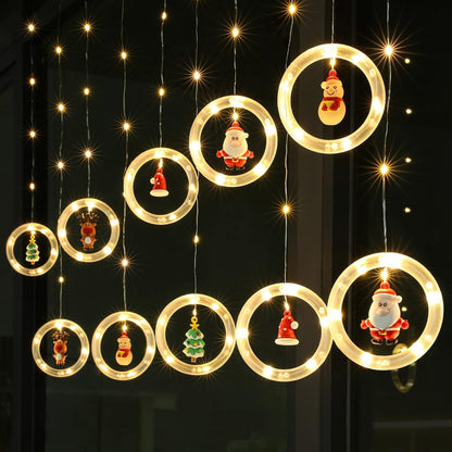 Christmas Window LED Curtain Lights 3m x 0.65m | Warm White Fairy String Lights with 8 Modes – Xmas Window & Indoor Décor