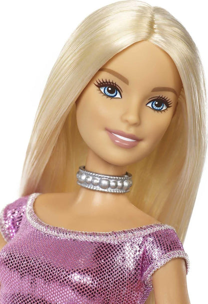 (Creased Box) Barbie Happy Birthday Fashion Doll with Pink Glitter Dress & Gift Accessory (11.5 Inches)  | Mattel Barbie Doll | BGX