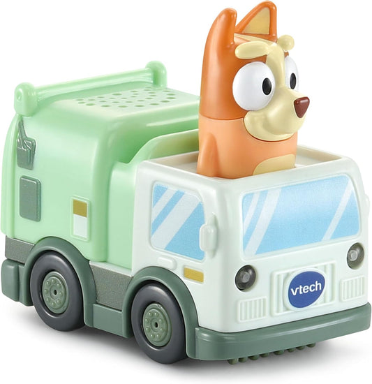 VTech Bluey Bingo Garbage Truck | Interactive Push-Along Vehicle Toy with Bingo Figure, Sounds, Phrases & Pretend Play for Toddlers
