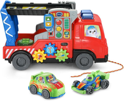 VTech 3-in-1 Fix and Haul Truck | Interactive Tow Truck, Car Carrier & Repair Playset with Lights, Sounds, Tool Activities and 2 Smart Cars