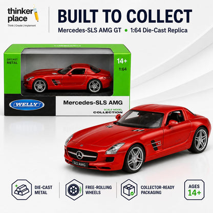 Welly 1:64 Mercedes-Benz SLS AMG Dark Red Die-Cast Metal Model Car