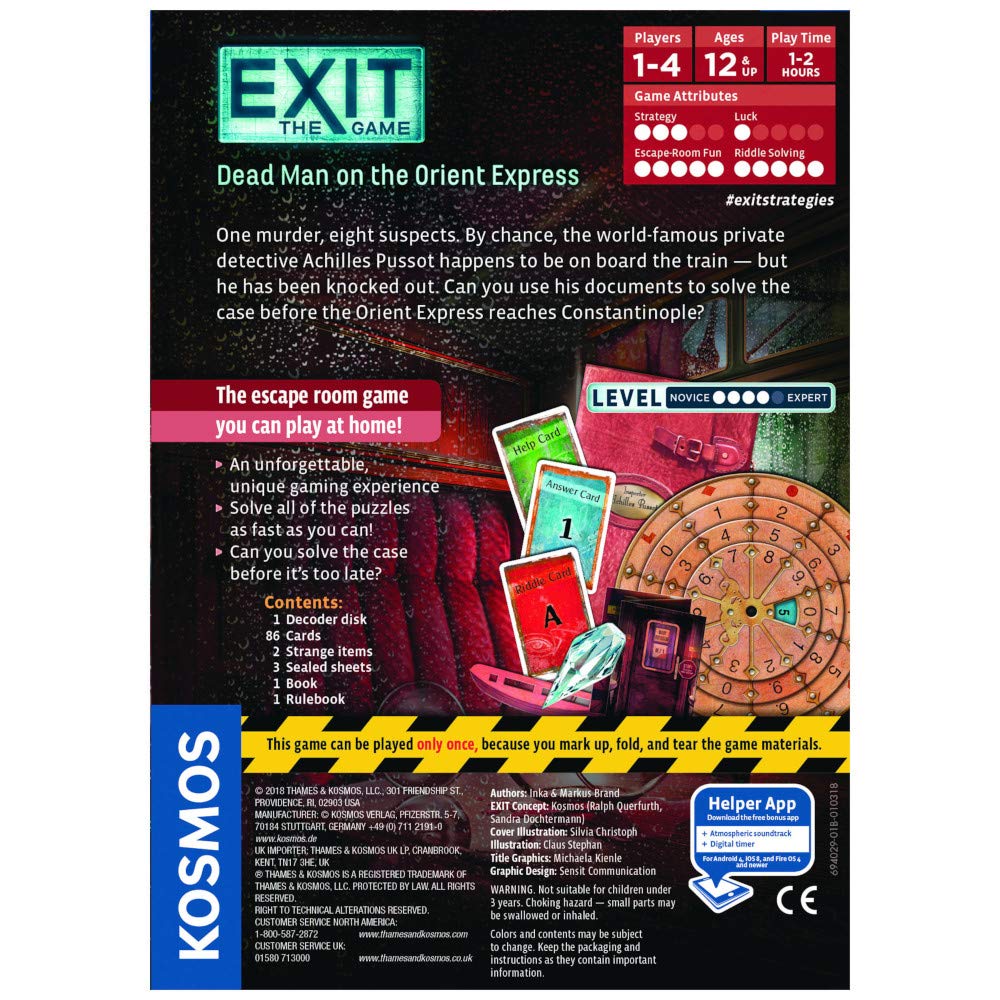 EXIT: Dead Man on the Orient Express Escape Room Board Game | Mystery Puzzle Game for 1-4 Players | Ages 12+ | Kosmos