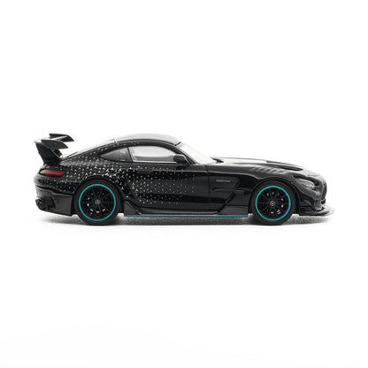 Happycar 1:64 Mercedes-AMG GT Black Series Die-Cast Model Car – Black with Turquoise Accents