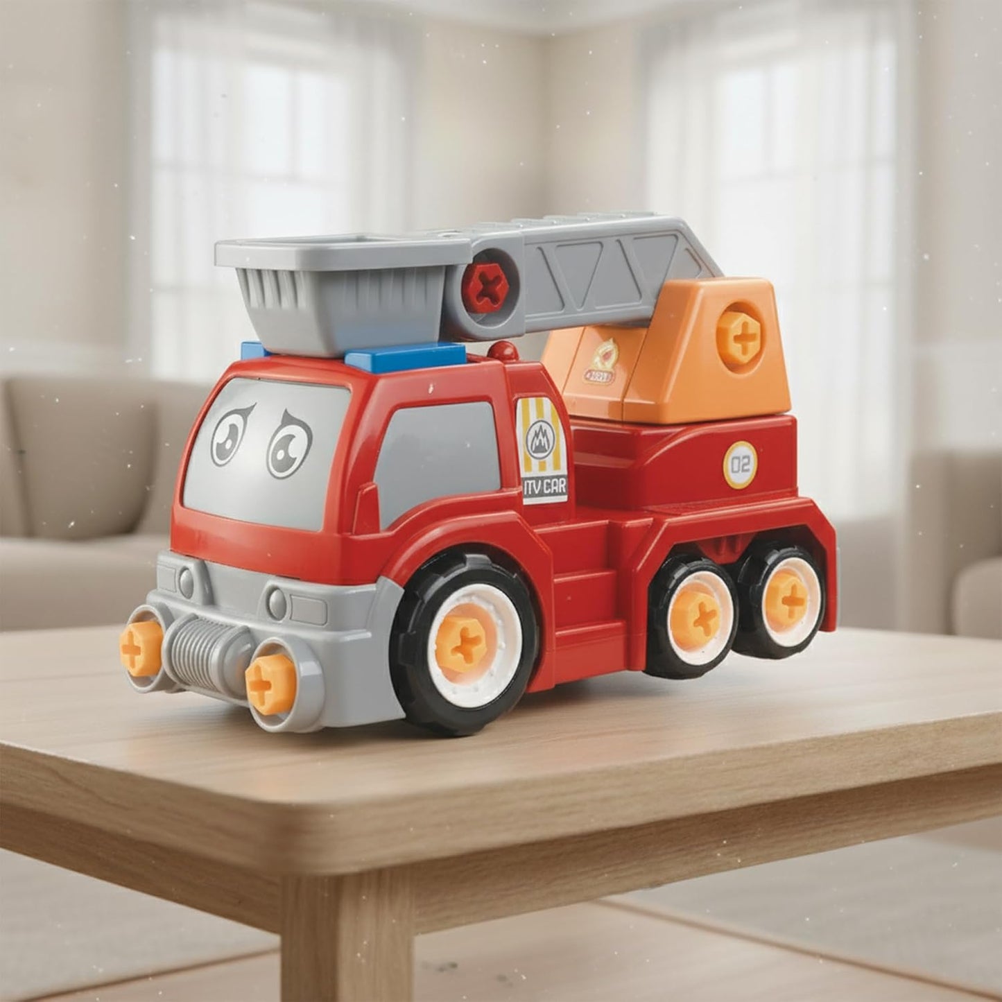 ThinkerPlace 2-in-1 Detachable Fire Truck | Buildable DIY Assembly Rescue Vehicle Toy for Kids