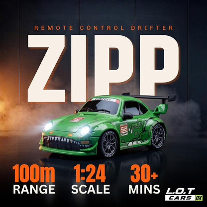 Zipp Remote Control Car | 20 km/h 2.4GHz RC Drift Car | 4x4 Drifting Car with 100m Remote Range | Multi-Mode LED Lights | Rexy Green