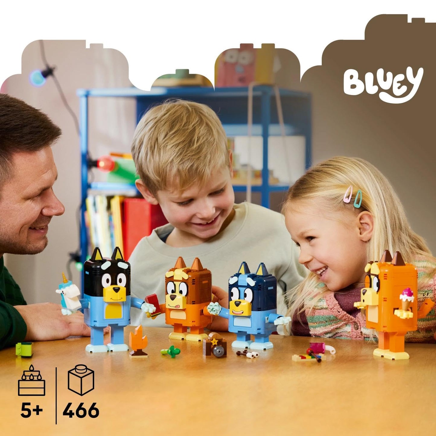 LEGO® Bluey Brick-Built Bluey Family 11217 Toy Set, 466 Pieces