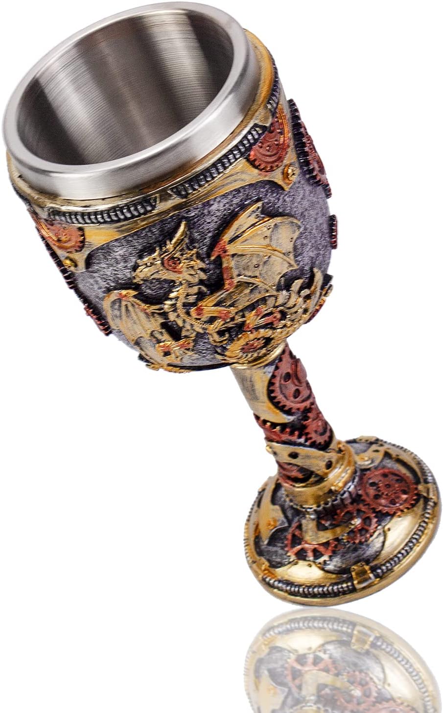 Steampunk Mechanical Dragon Goblet Chalice | 19 cm Fantasy Collectible Wine Cup