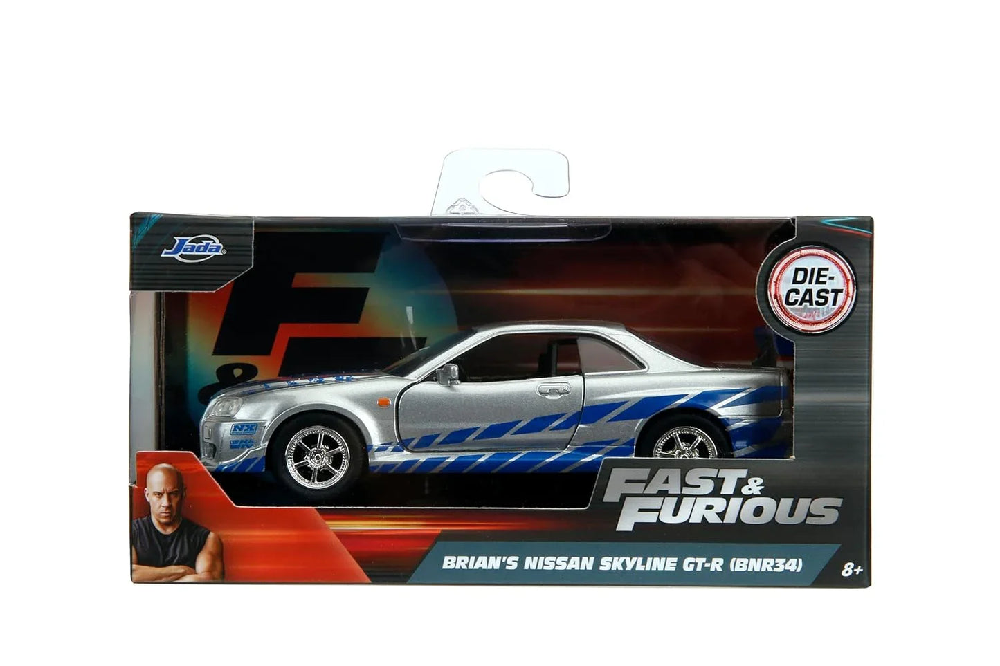 Jada Fast & Furious 1:32 Scale 2002 Nissan Skyline GTR R34 – Silver Die-Cast Car
