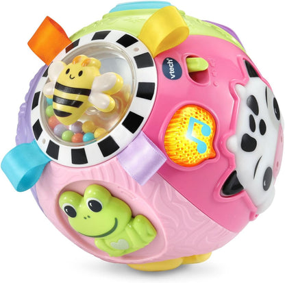 VTech Baby On-the-Moove Activity Ball with Textures, Lights, Sounds & Sensory Learning Activities | Interactive Baby Toy | Pink