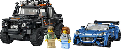 LEGO 77264 Speed Champions Jaguar Project 7 & Land Rover Defender – 2-Car Set with 2 Driver Minifigures, Ages 10+