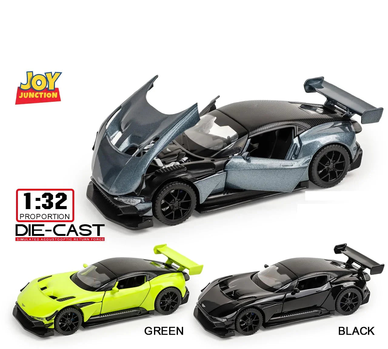 JOY JUNCTION Aston Martin Vulcan 1:32 Scale Alloy Metal Pullback Die-Cast Car – Lights, Engine Sound & Openable Doors - Jaiman Toys