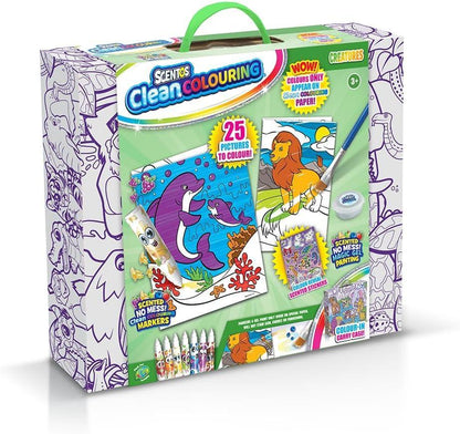 Scentos Clean Colouring Markers Creatures Set Mess Free Scented Magic Gel Painting and Markers - Jaiman Toys