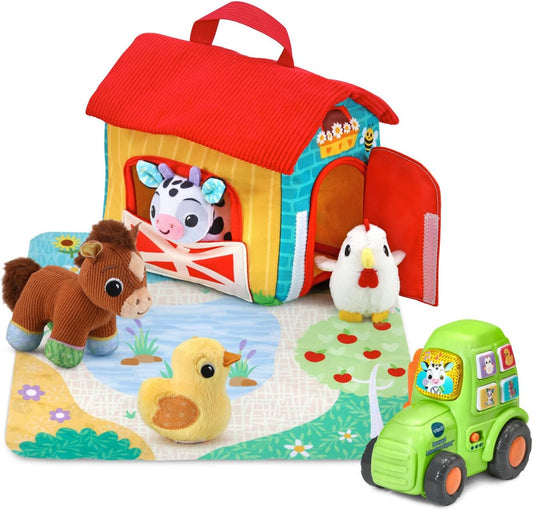 VTech Baby Barnyard Adventure Playset | Interactive Farm Playset with Plush Animals, Musical Tractor, Lights, Sounds & Early Learning Activities