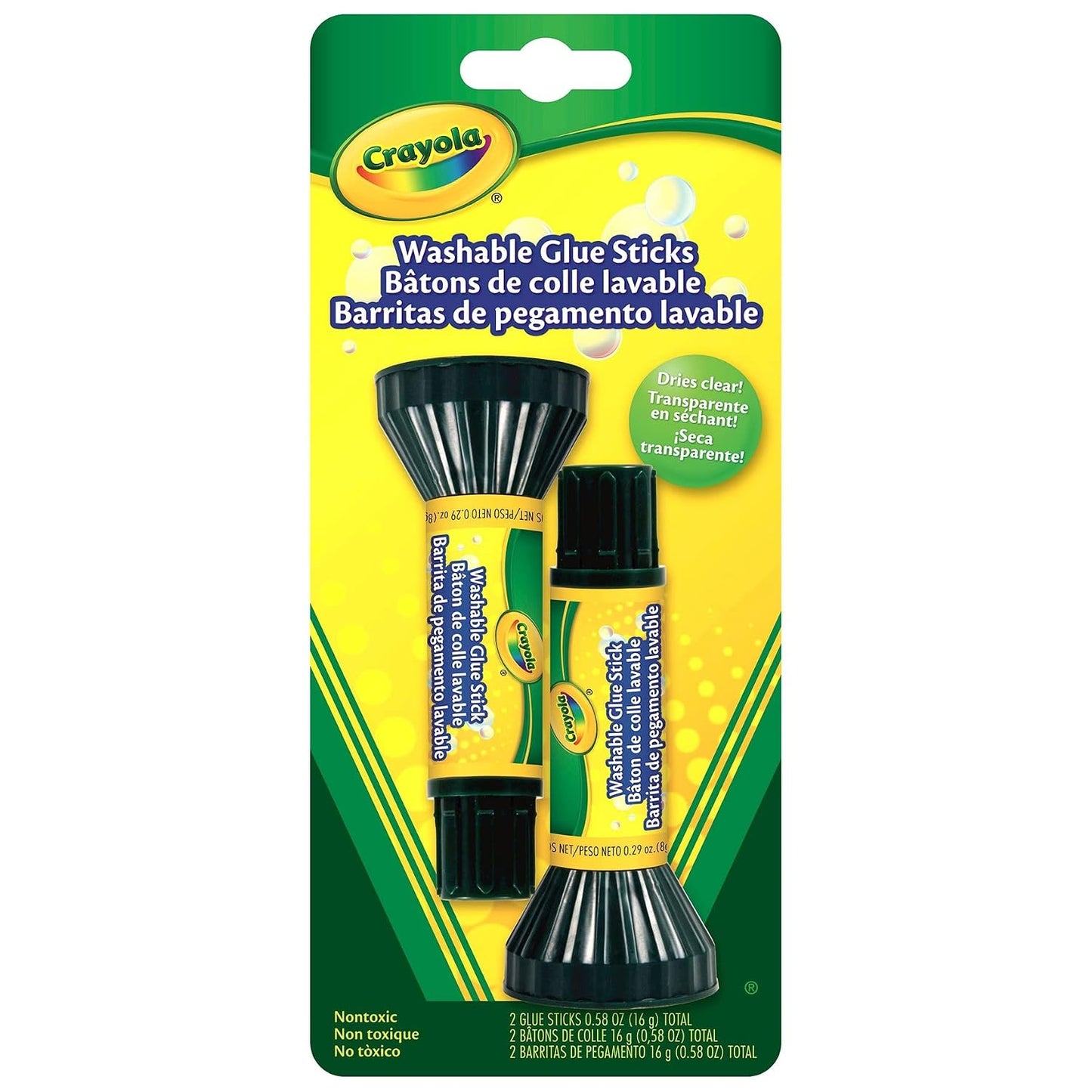 Crayola Washable Glue Sticks (Pack of 2) | Dries Clear, Non-Toxic, Smooth Application | Washable School Glue for Kids, Arts & Crafts, DIY Projects, Paper, Cardboard & Classroom Use