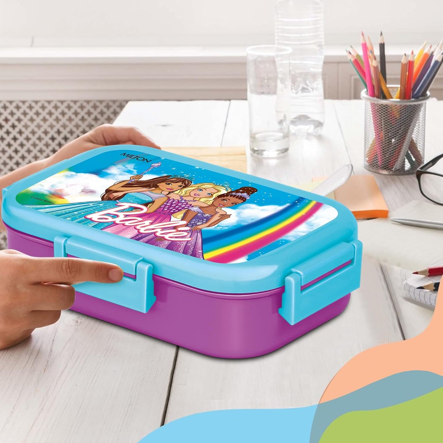 Milton Barbie Kids Lunch Box 700ml | School Tiffin Box with Secure Locking Clips | Portable Food Storage Container for School, Picnic & Travel