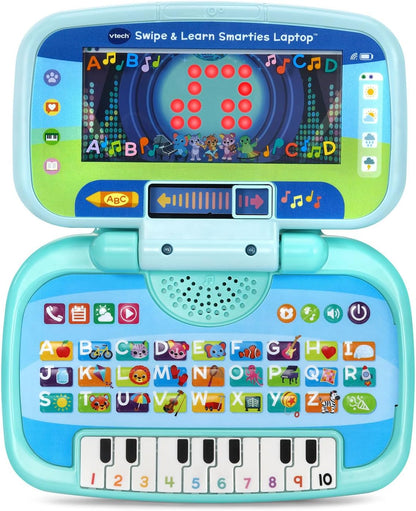 VTech Swipe and Learn Smarties Laptop | Interactive Educational Learning Laptop with ABC Keyboard, Piano Keys, Games & Music for Toddlers, Blue