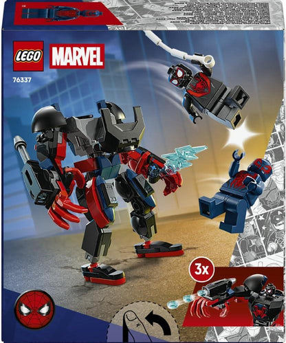 LEGO | Marvel 76337 Miles Morales Mech vs. Spider-Man 2099 - Superhero Toy w/an Action Figure & 2 Minifigures, plus Razor Web and Power Blast Elements - Gift for 6+ Year Old Boys