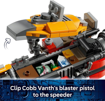LEGO Star Wars 75437 Cobb Vanth's Speeder Toy - incl. Cobb Vanth & Cad Bane Minifigures, plus Blasters & a Jetpack - Gift for 7+ Year Old Boys and The Mandalorian Fans
