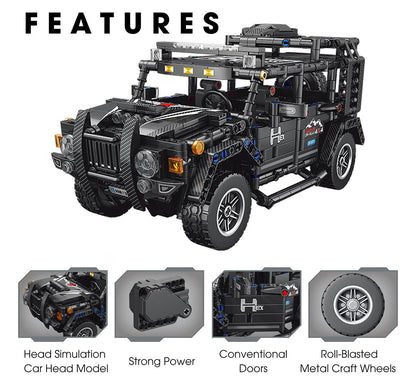 ThinkerPlace 1:14 DIY Blocks Pull-Back Jeep | Buildable STEM Construction Off-Road Toy Car for Kids 8+