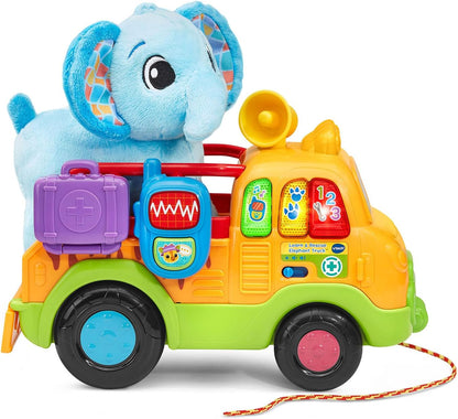 VTech Learn and Rescue Elephant Truck Pull Toy | Interactive Learning Rescue Truck with Plush Elephant, Lights, Sounds & Pretend Play for Toddlers