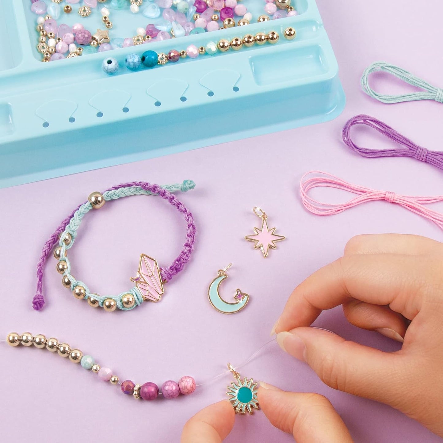 Make It Real Celestial Stones Bracelet Kit – DIY Jewelry Making Set for Kids | Create 8 Crystal-Inspired Charm Bracelets with 270 Pieces | Creative Craft Kit for Girls Ages 8+