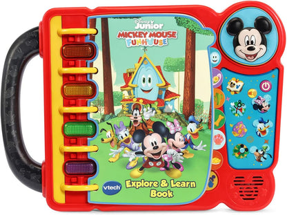 VTech Disney Junior Mickey Mouse Funhouse Explore & Learn Book | Interactive Educational Sound Book with Lights, Music, Stories & Learning Activities for Toddlers