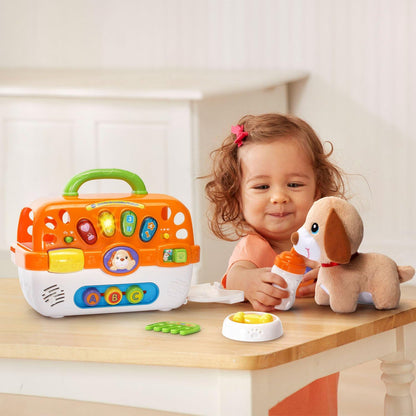 VTech Care for Me Learning Carrier Electronic Pet Carrier with Plush Puppy & Accessories – Interactive Educational Toy for Toddlers 9-36 Months