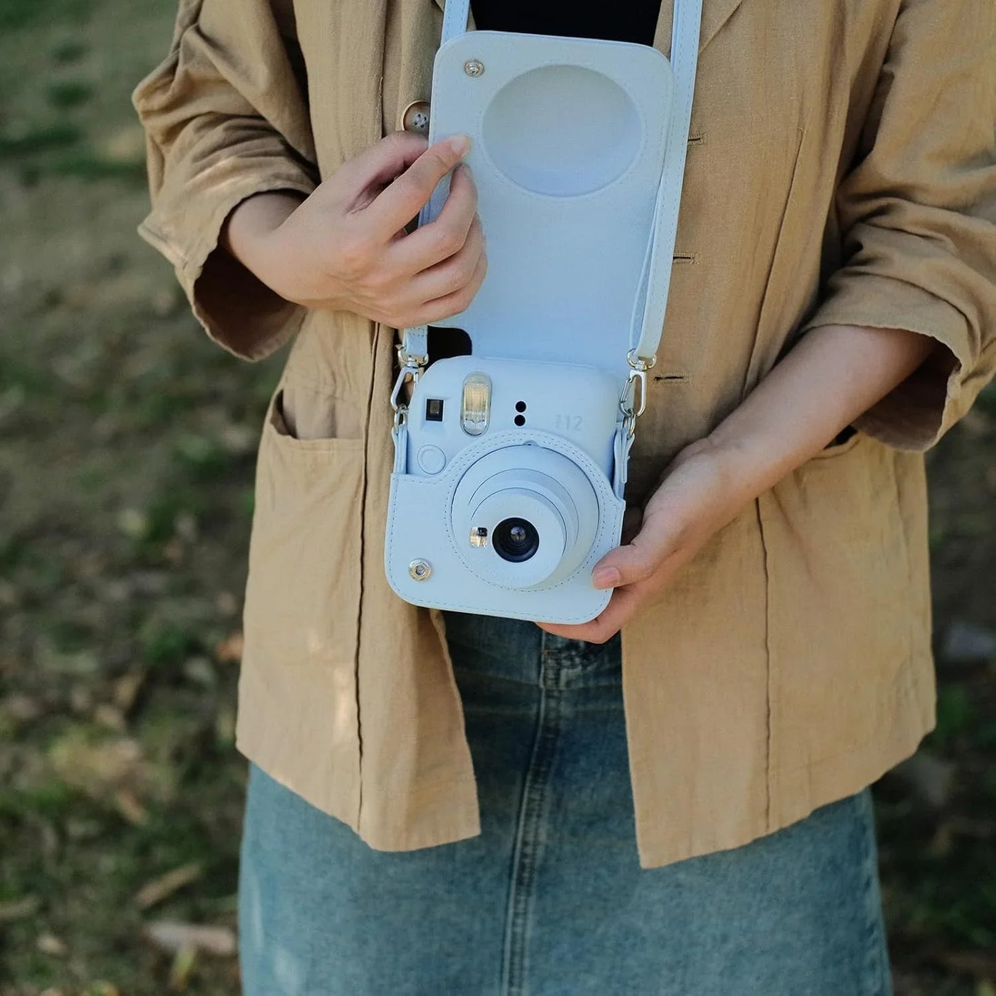 Pop & Snap in Style – Mini 12 Camera Case with Strap (Perfect Fit for Instax Mini 12) - Pastel Blue - Jaiman Toys