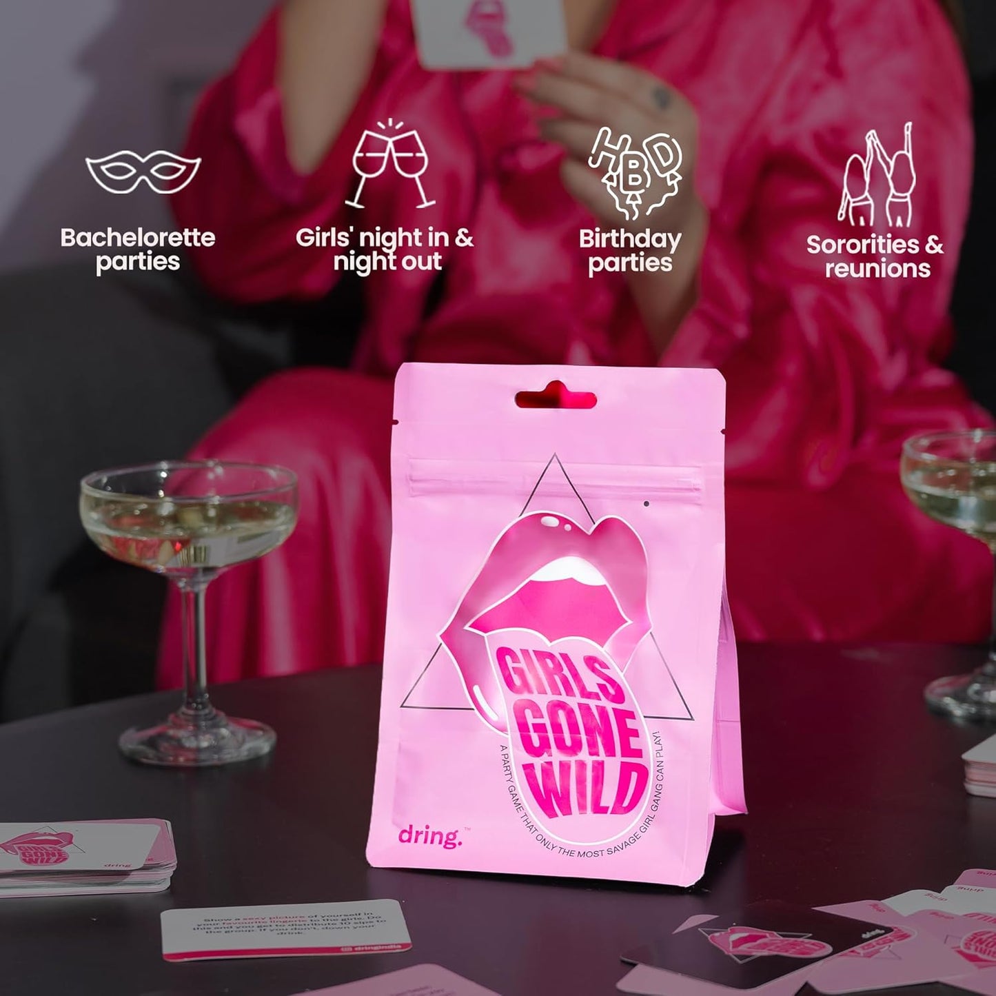 Dring Girls Gone Wild Card Game: The Ultimate House Party Game for Girls | 75 Cards of Fun for Bachelorettes & Girls Night!"