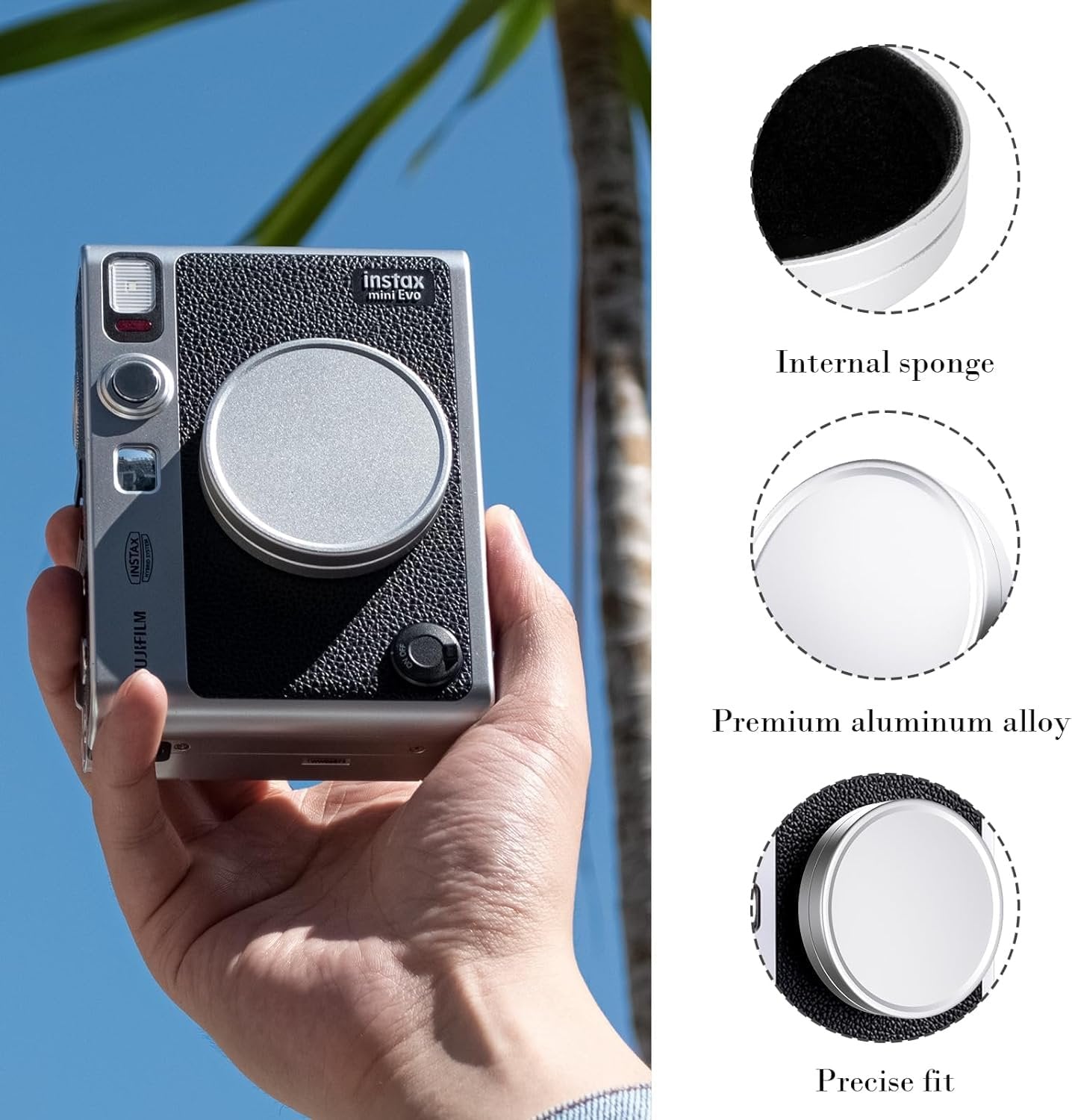 Fujifilm Instax Instant Camera Lens Cover for Instax Mini Evo Camera, Professional Digital Cmaera Lens Cover, Aluminium Alloy Durable Lightweight, Scratchproof, Protective Cover - Evo