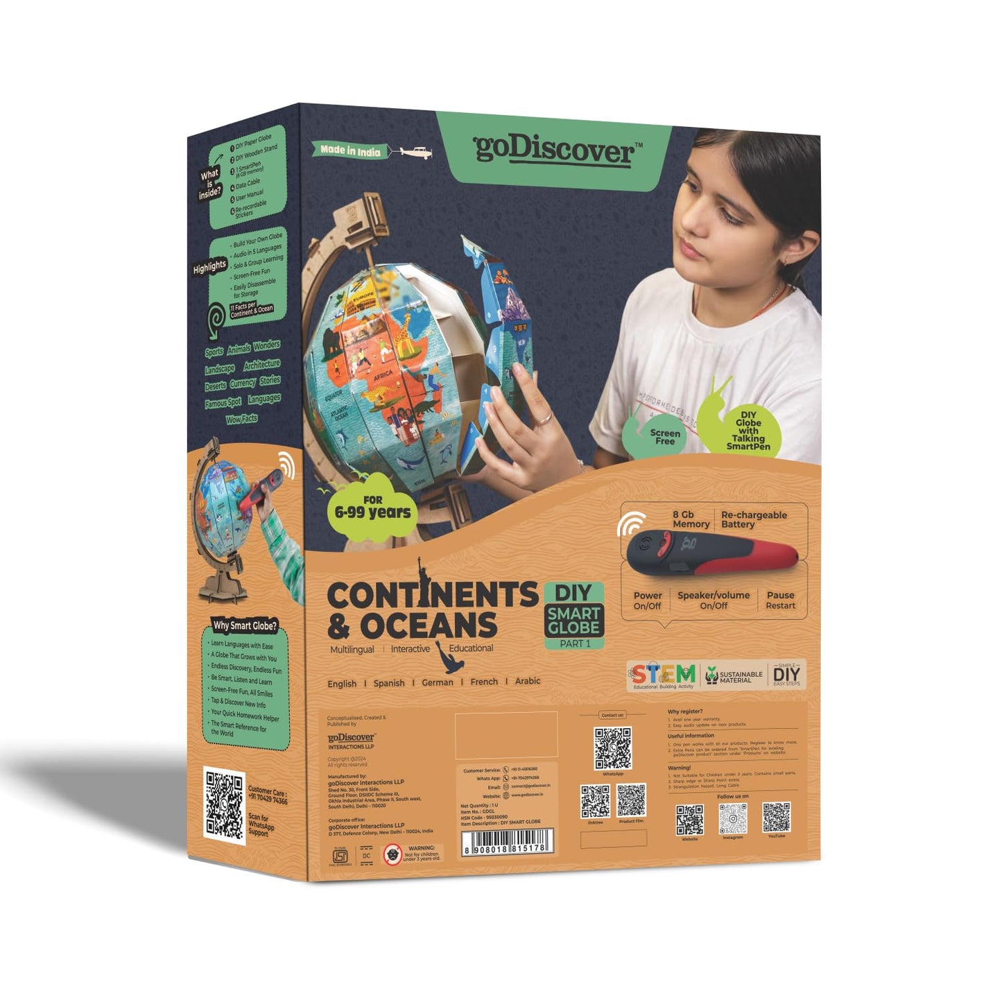 goDiscover Interactive Talking Globe with Smart Pen | Multilingual Geography Learning Toy for Kids