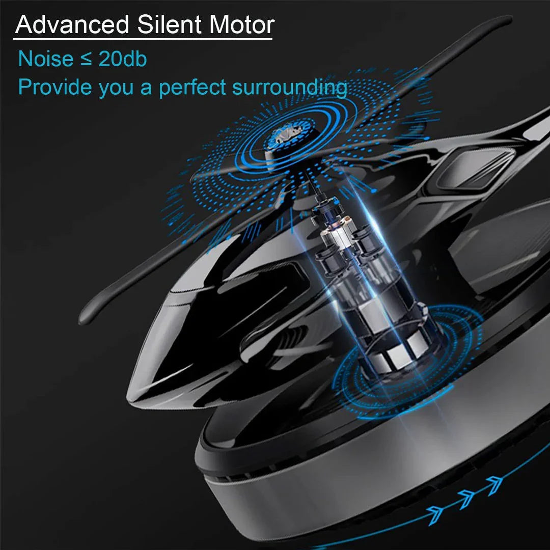 Solar Car Air Freshener – Creative Helicopter Design Aromatherapy Perfume Diffuser for Car Dashboard (Silver)