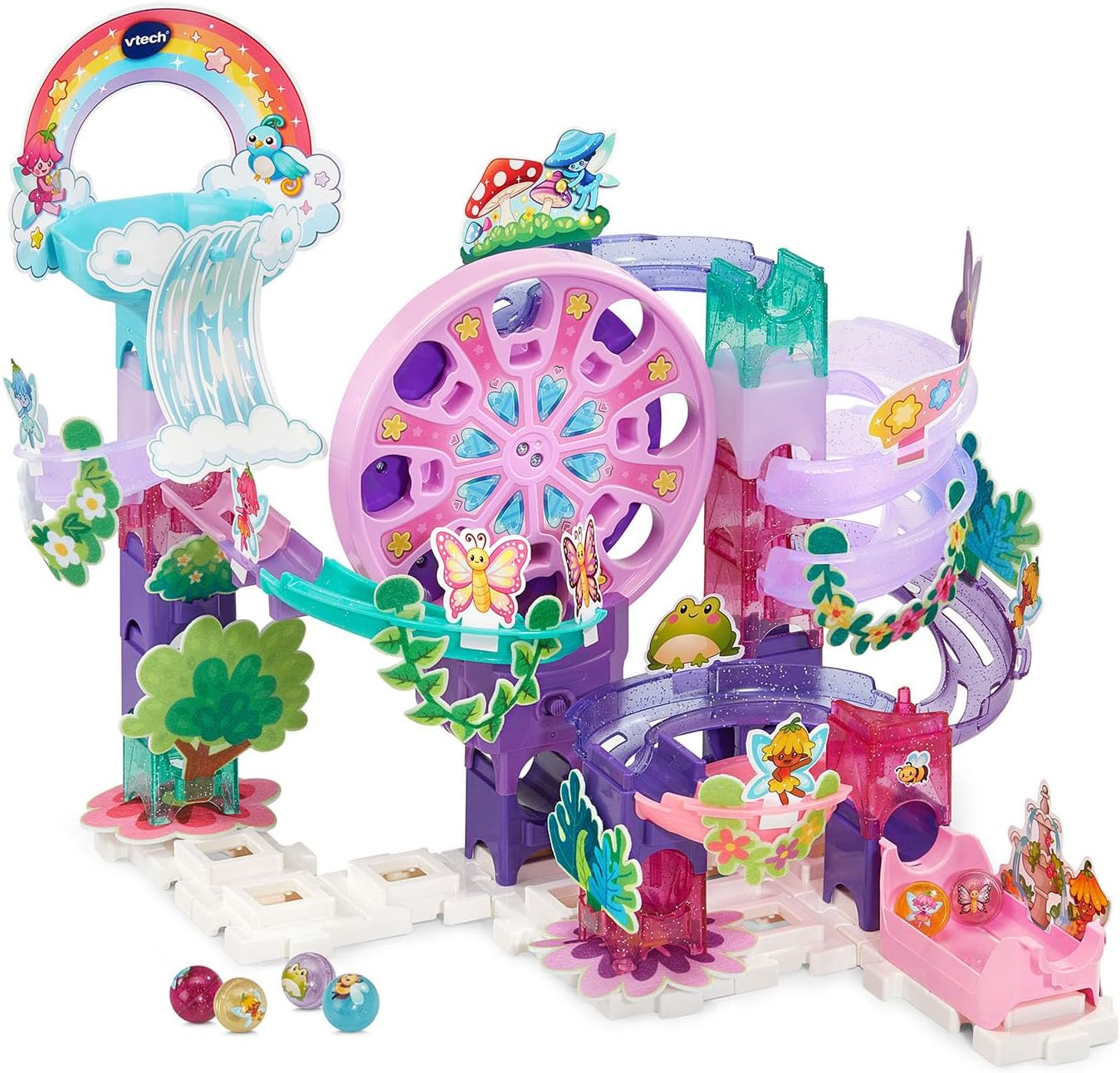 VTech Marble Rush Magic Fairyland Playset with Electronic Ferris Wheel | 96-Piece STEAM Marble Run Building Set | Interactive Construction Toy for Kids 4+ Years