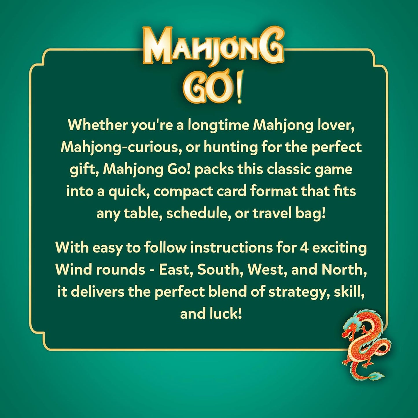 Gouda Games Mahjong Go! Card Game – Fast-Paced Travel Mahjong Strategy Game for 4 Players | Compact Mahjong Cards | Family & Party Game (Age 10+)