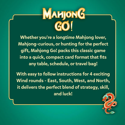 Gouda Games Mahjong Go! Card Game – Fast-Paced Travel Mahjong Strategy Game for 4 Players | Compact Mahjong Cards | Family & Party Game (Age 10+)