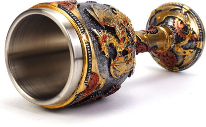 Steampunk Mechanical Dragon Goblet Chalice | 19 cm Fantasy Collectible Wine Cup