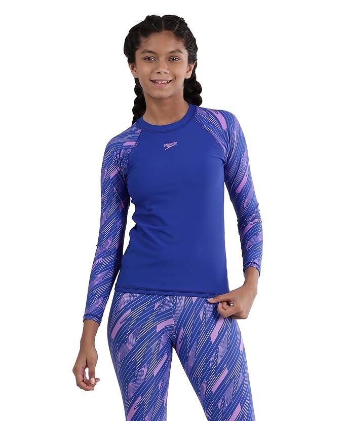 Speedo Girl's Endurance Hyperboom Long Sleeve Suntop – UPF 40+ & Chlorine Resistant Swimwear - Jaiman Toys