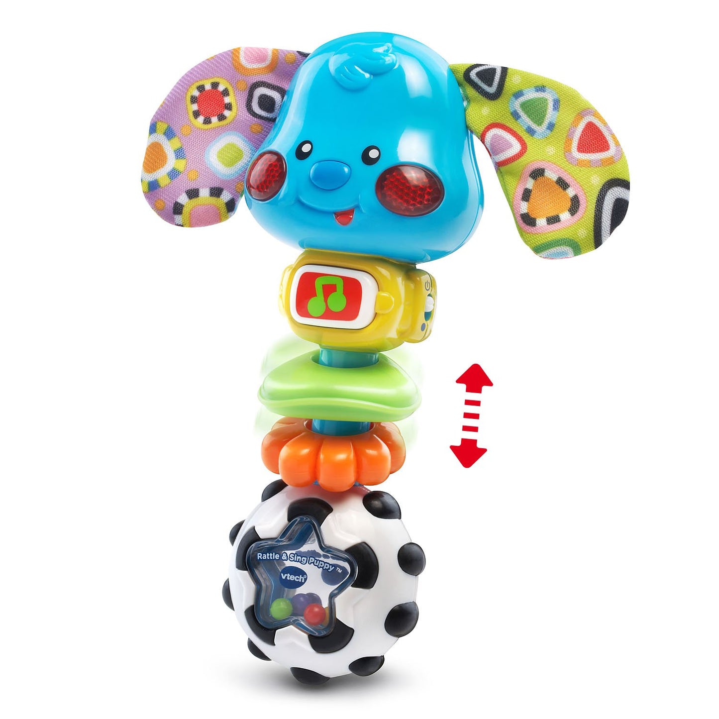 VTech Baby Rattle & Sing Puppy | Musical Light-Up Baby Rattle with Songs, Sounds & Sensory Textures | Infant Toy for 3+ Months