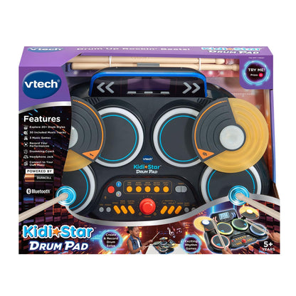 VTech KidiStar Drum Pad | Interactive Electronic Drum Kit with Drumsticks, Music, Learning Games & LCD Display | Ages 5+