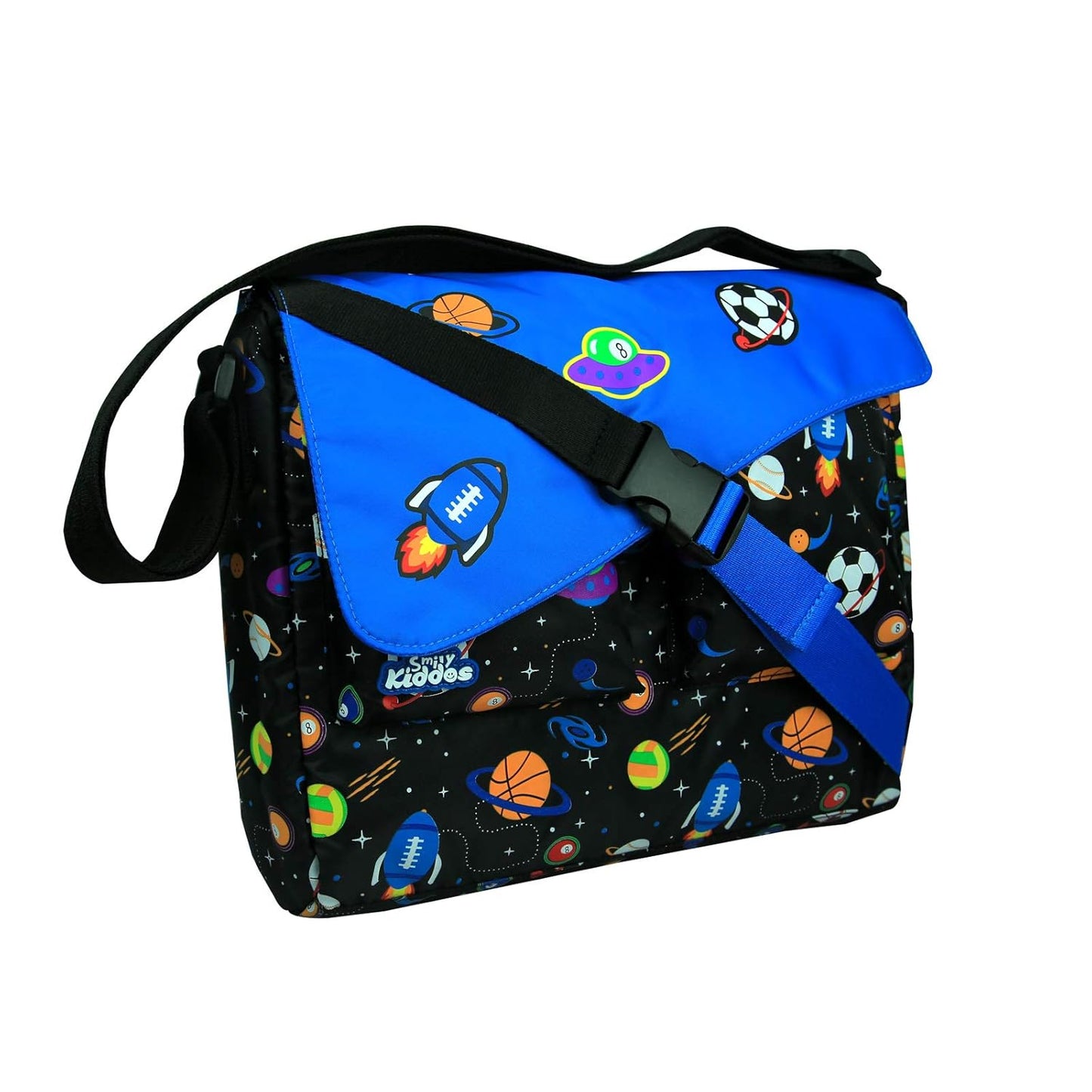 Smily Kiddos Kids Fancy Shoulder Bag – Space & Sports Print Crossbody Side Bag for Boys & Girls