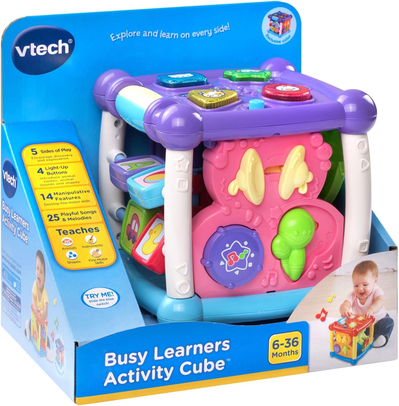 VTech Busy Learners Activity Cube – Interactive Educational Learning Toy with Lights, Sounds, Music & Motor Skill Activities for Babies 6-36 Months