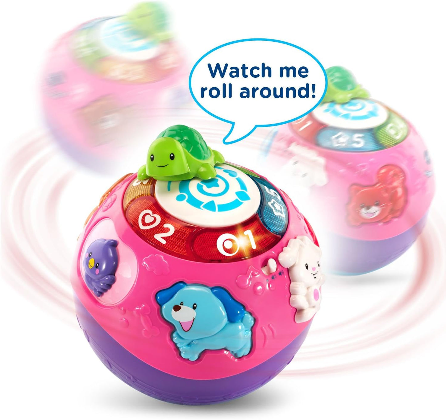 VTech Wiggle and Crawl Ball, Purple | Interactive Moving Ball with Lights, Sounds, Music & Learning Activities for Babies and Toddlers