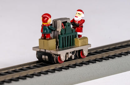 Bachmann HO Scale Christmas Operating Gandy Dancer Hand Car with Santa & Elf