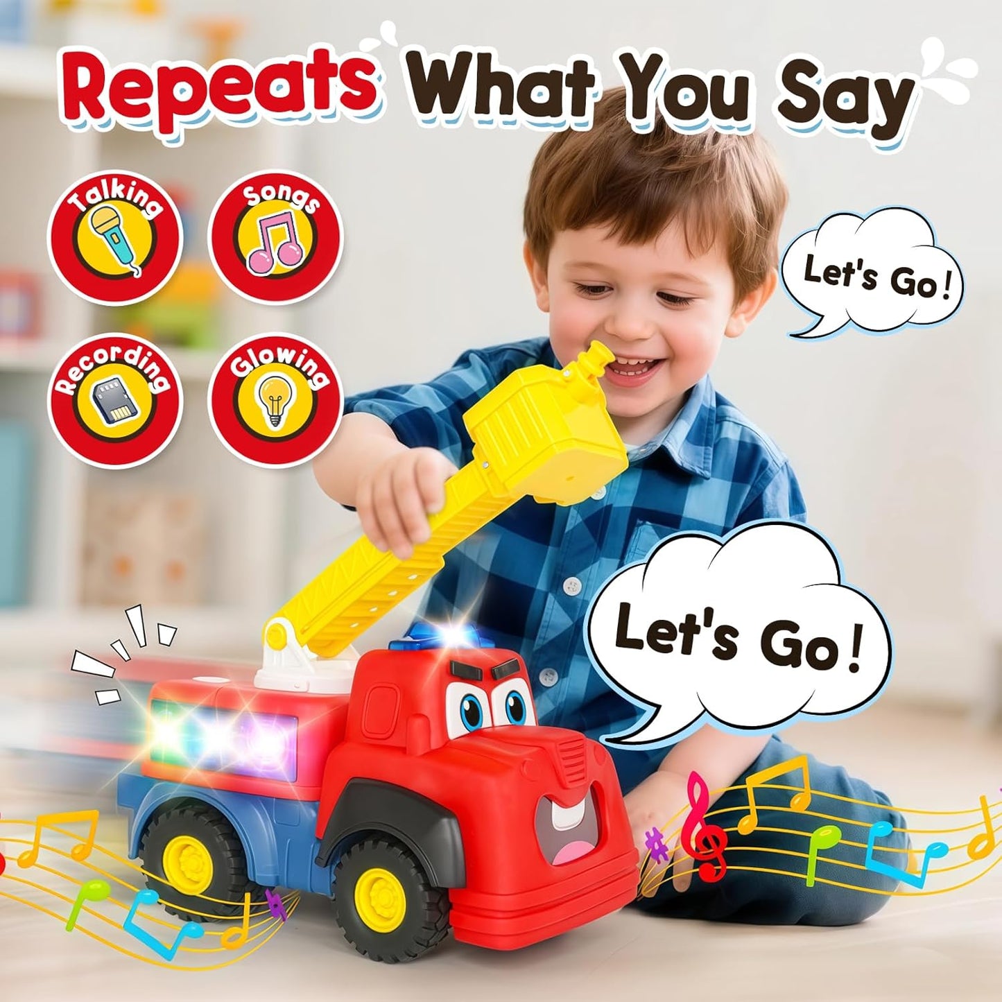 Five Star Learning Fun Interactive Talking Fire Truck Toy – Lights, Sounds & Moving Ladder (3+ Years)