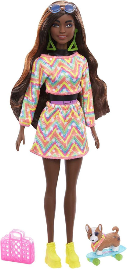 Barbie Color Reveal Totally Neon Fashions Doll with Orange-Streaked Brunette Hair & 25 Surprises | Color-Change Feature | Gift for Kids