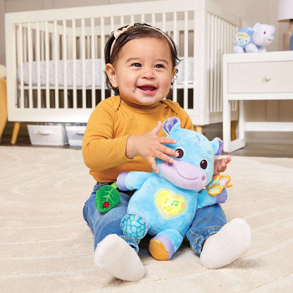 VTech Baby Hug-a-Hippo Musical Plush Learning Toy with Lights, Sounds & Sensory Activities | Blue