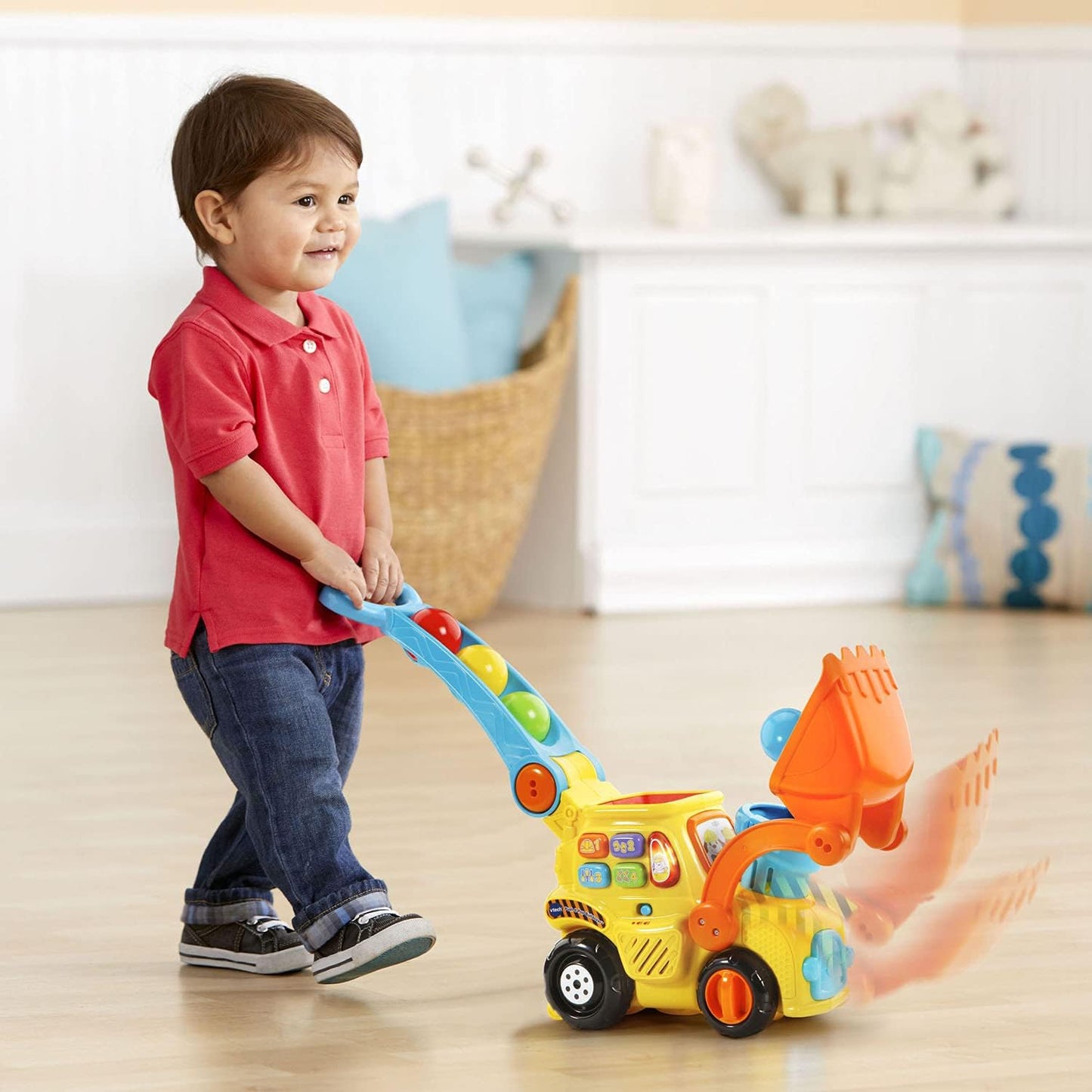 VTech Pop-a-Balls Push & Pop Bulldozer Yellow | Interactive Push Walker Toy with Balls, Lights & Sounds for Toddlers