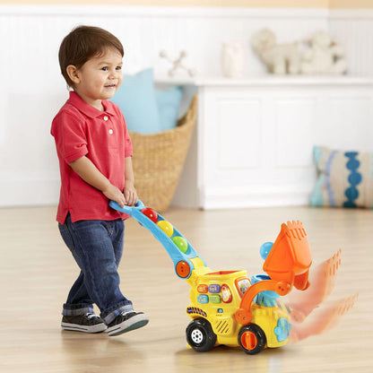 VTech Pop-a-Balls Push & Pop Bulldozer Yellow | Interactive Push Walker Toy with Balls, Lights & Sounds for Toddlers