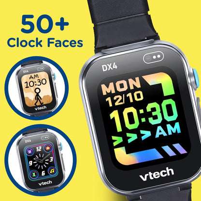 VTech KidiZoom Smartwatch DX4, Black | Kids Smart Watch with Dual Cameras, Games, Music Player, Activity Tracker, Photo & Video Recorder | Educational Smartwatch